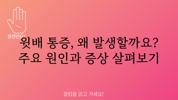 윗배 통증 원인과 해결책| 증상별 진단 및 관리 가이드 | 복통, 소화불량, 위염, 급성 복통, 만성 복통